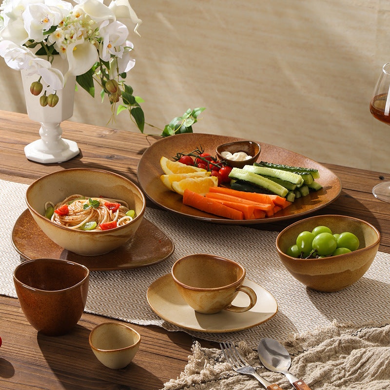 Vintage irregular high-end bowls, plates, and dishes - restaurant, hotel, and home tableware - unique dinnerware for serving dishes, desserts, rice bowls, and plating