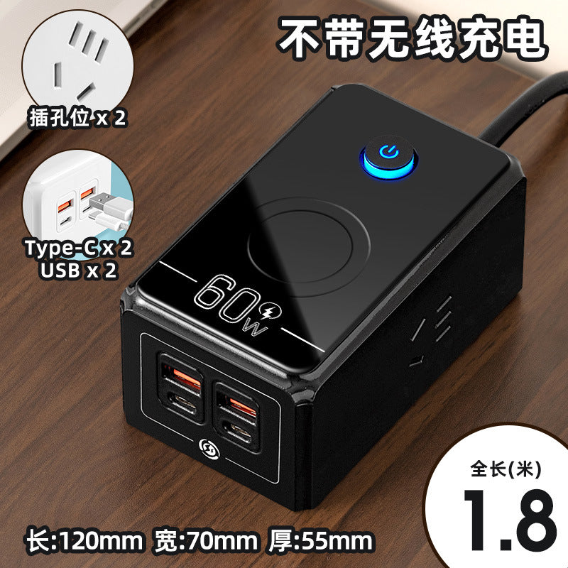 60w wireless phone charging socket panel multifunctional with usb fast charging power strip home dormitory power strip