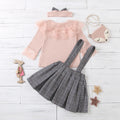 new children's clothing, boys and girls, european and american style plaid suspender bowknot lace-trimmed culottes, sibling matching set