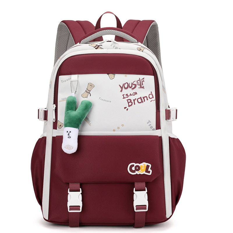 Junior high school schoolbag female ins college style primary school students 5th-6th grade backpack cute splicing American retro backpack