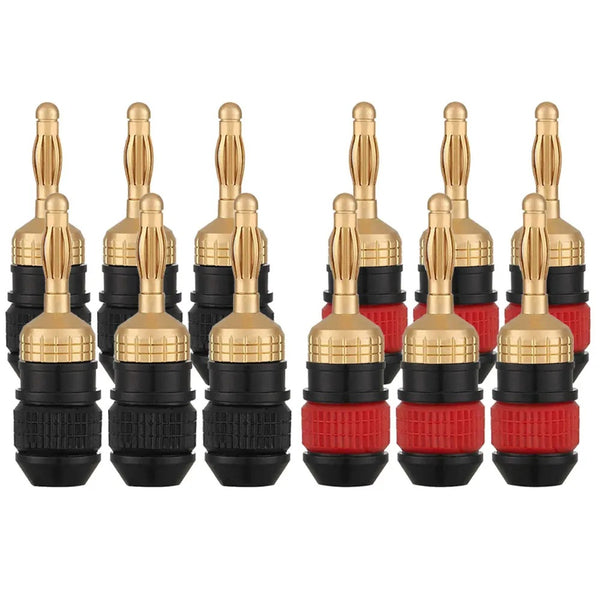 Banana head socket 4MM gold-plated solder-free audio speaker, power amplifier plug, speaker cable connector, red circle, black