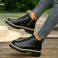 Exportplus sizenew arrival side zipper martin short boots women's tie backthick sole british style workwear boots trendy women's boots wholesale