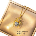 [titanium steel] cross-border hot-selling pearl spider necklace women's personalized fashion earrings ring high-end set accessories