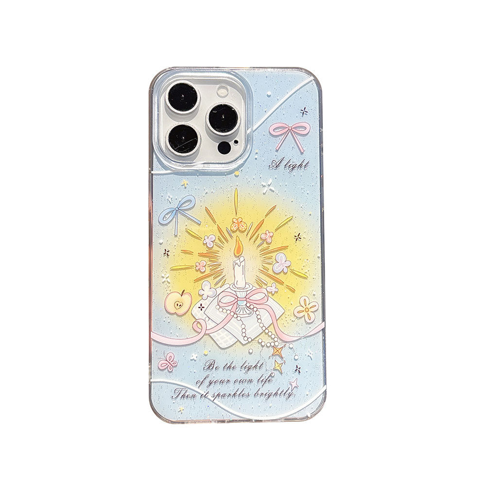 Small fresh suitable for apple 15promax gimbal candle imd mobile phone case iphone16 bracelet protective cover 14