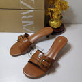 Za one-line casual flat sandals & slippers for women, 2024 summer new korean style fashionable outdoor wear leather buckle beach slides