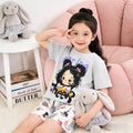 【matching family set】girls' graffiti cartoon pajamas - summer kids' short-sleeve two-piece set - baby loungewear - children's clothing