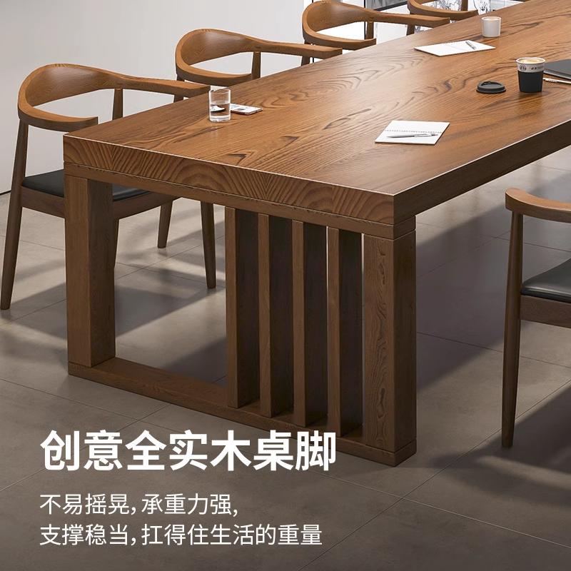 Solid wood large conference table bench table casual office desk large long desk log workbench large board table study table