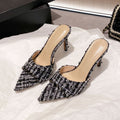 2026 spring/autumn new collection: single strap stiletto heel mules - pointed toe, open toe, chunky wool blend, chanel-inspired elegant high heel slippers