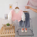 Korean style knitted vest and white shirt girl's outfit  - sweet & stylish bowknot floral set