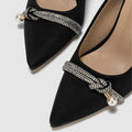 chunky heel rhinestone strappy black trendy european and american bestselling new high heel pumps