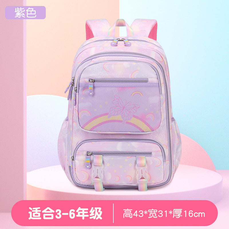 New rainbow minimalist refrigerator door backpack for elementary school students - lightweight schoolbag for girls, grades 1-6
