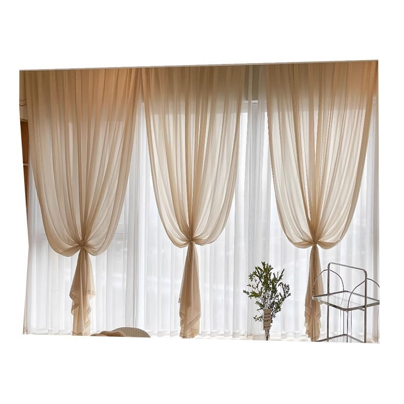 Diamond yarn milk tea light coffee all-in-one yarn curtain gauze classy sense yarn curtain translucent semi-transparent shaoxing keqiao curtain