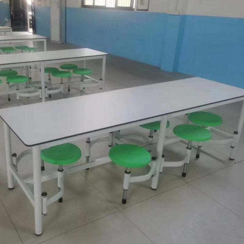 Canteen dining table conjoined combination school students 6 people 4 people factory staff dining room hanging stool company dining room dining table and chairs