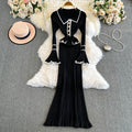 winternew arrivalpolo collar small fragrant style knittingdress women's long sleevesfashionelegant waist sweater skirt