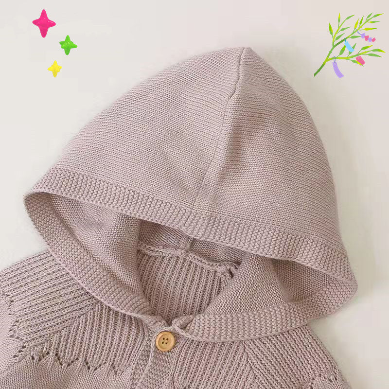 Baby knitting one-piece hoodie spring & fallnewborn clothing men's and women's baby sweater cute heattech romper 06
