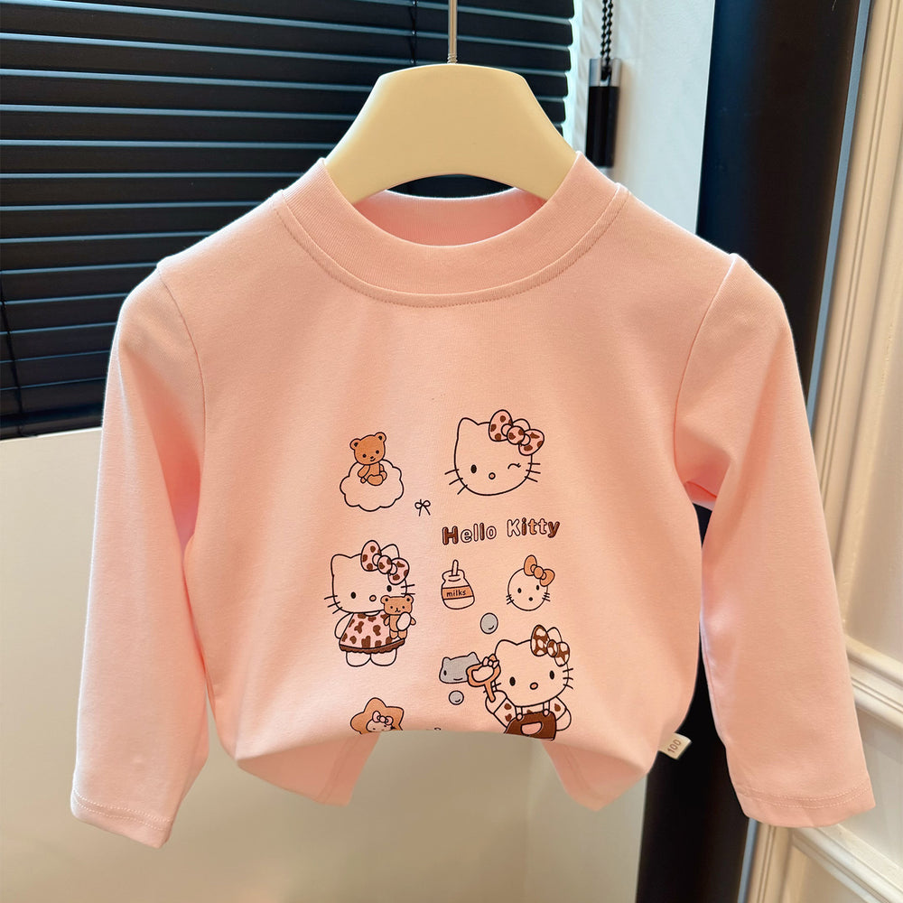 New spring girls' long-sleeve base layer t-shirt top, stylish and casual baby girl's fashionable sweatshirt, trendy children's clothing