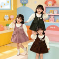 Girls' spring/autumn fashionable dress - new two-piece style, baby/kids plaid warm korean style skirt