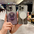 New 17 apple 16 butterfly glitter stand magnetic phone case, four-corner drop protection iphone 15 cover, compatible with iphone 13