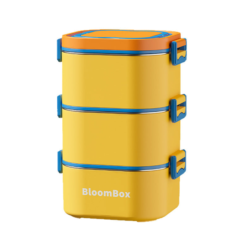 304 stainless steel insulated lunch box - square food container, airtight storage, portable bento box for office workers