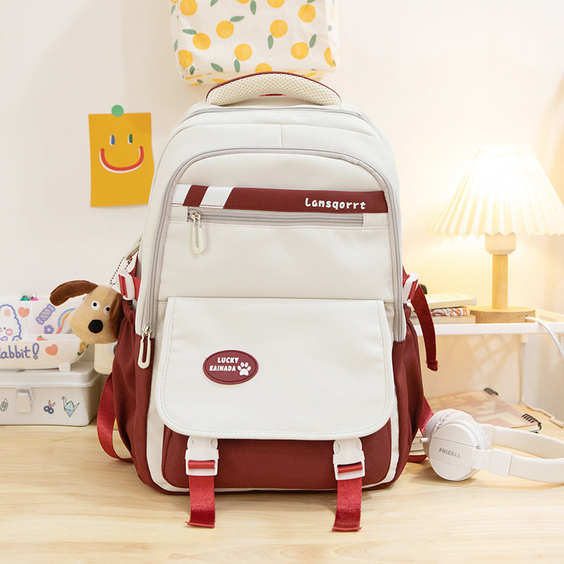 New small and fresh, junior high school student schoolbag, light student trendy backpack, high value, simple and large capacity backpack.