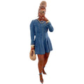 European and american style pleated denim a-line skirt -  cross-border women's fashion - new autumn/winter trendy patchwork denim dress