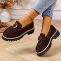 Spring & fallnew arrival buckle thick solelow ankleflats women's cross-border plus size british style retro slip-on flats  supply