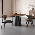 Solid wood dining table and chair set - walnut finish, mid-century modern round dining table with carbon steel legs