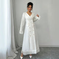 socialite style tweed longoutwear double row pearl button tassel patchworkslimming look silmdress