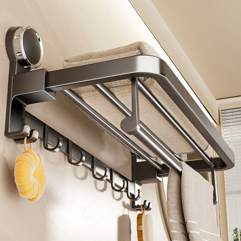 Suction cup towel rack - no drilling required, bathroom hanging rod, bathroom storage shelf, toilet & washroom organizer, towel bar
