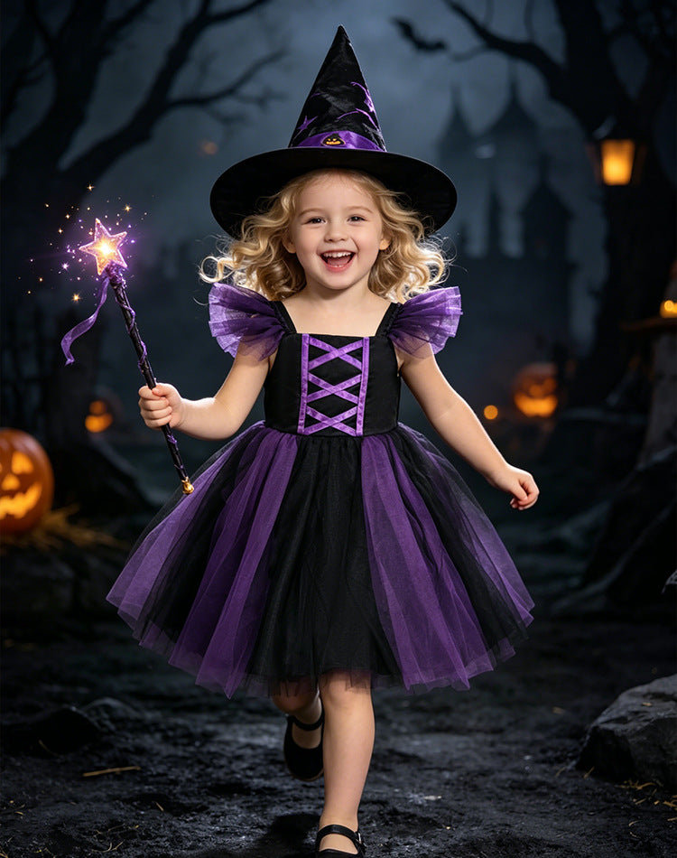 Halloween baby girl dress - dark style, flutter sleeves, tulle, birthday, first birthday party, carnival - in stock & wholesale