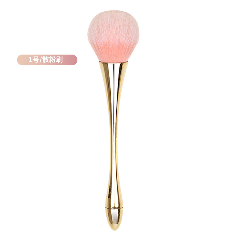 Su jilian golden electroplated small waist makeup brush large fluffy bristles single setting powder blush makeup brush