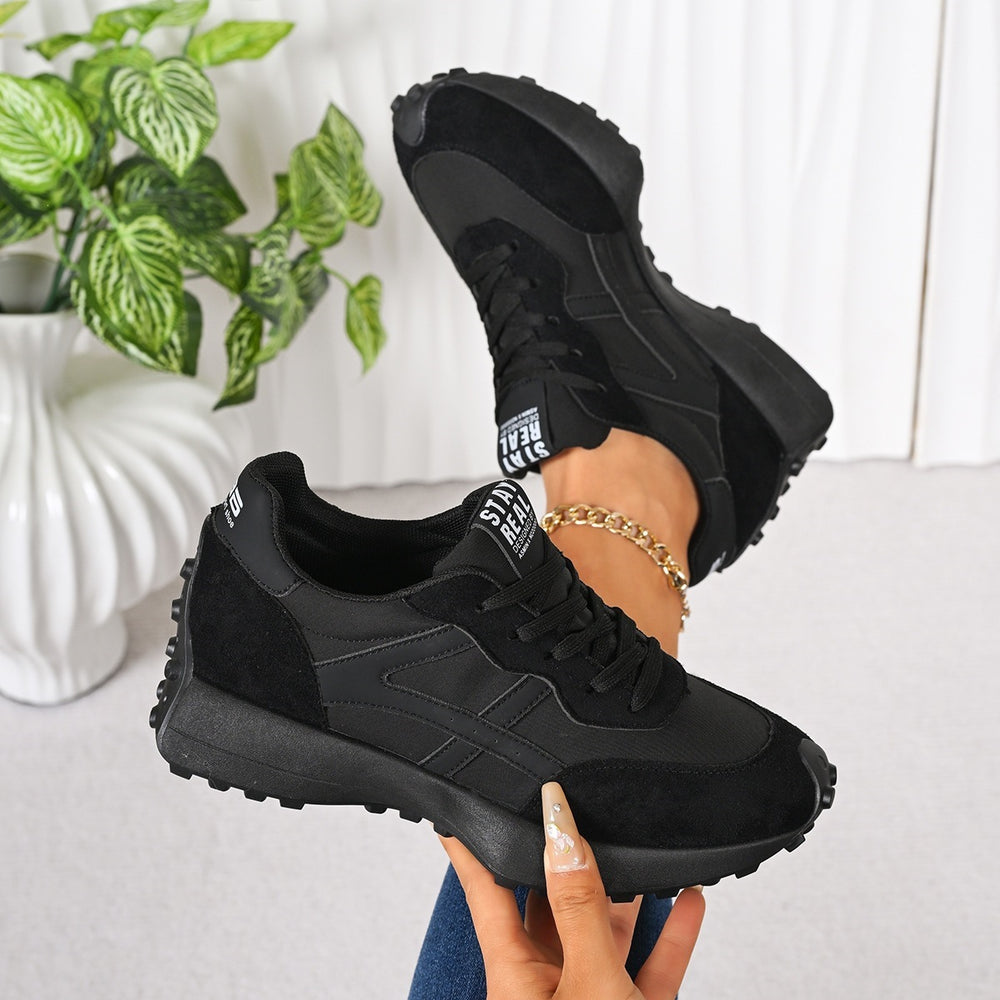 Wholesale women's plus size athletic shoes: new spring korean style, versatile lightweight running shoes, leather casual chunky sneakers