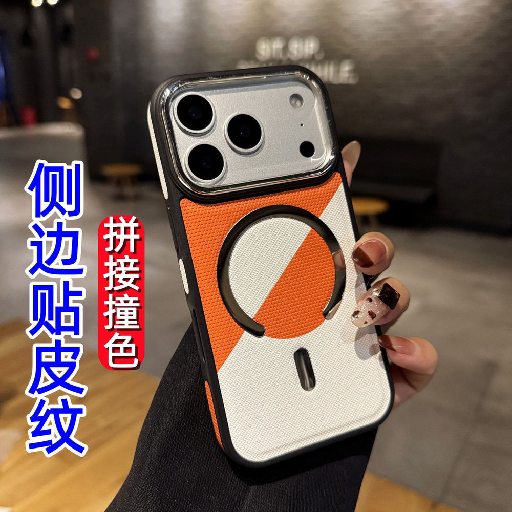 New color block leather texture magnetic iphone 17 case, apple 16 pro max shockproof protective cover - wholesale