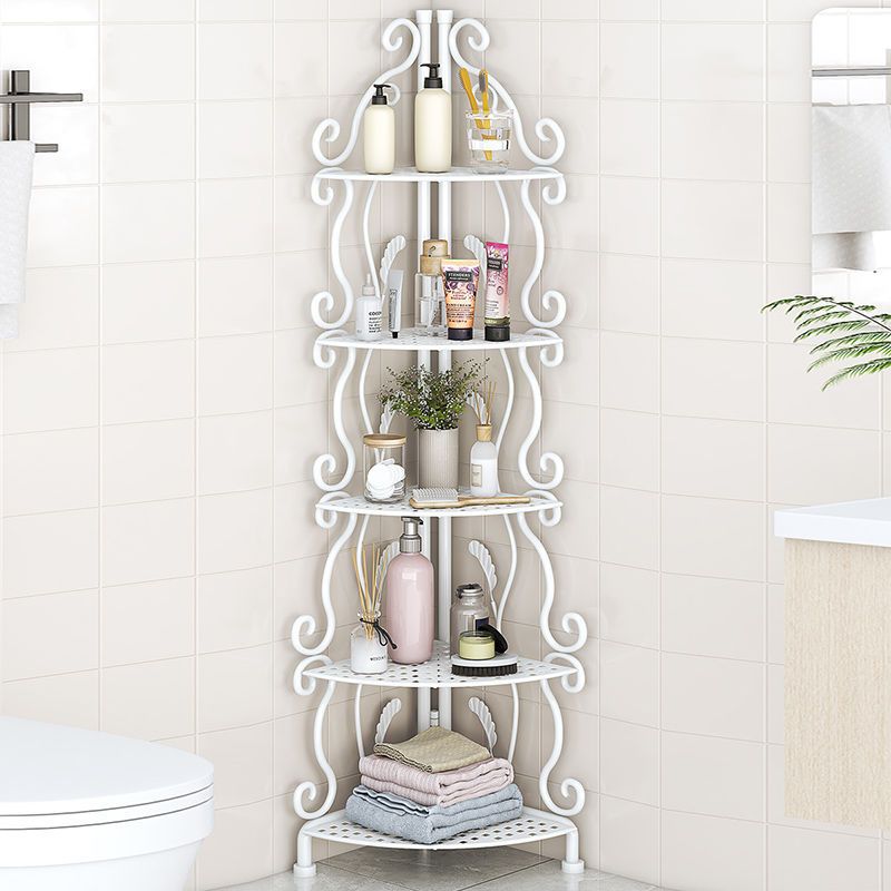 【foldable & no assembly】wrought iron bathroom corner shelf - freestanding organizer for bathroom, toilet, and kitchen