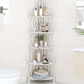 【foldable & no assembly】wrought iron bathroom corner shelf - freestanding organizer for bathroom, toilet, and kitchen