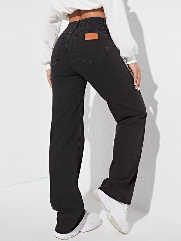 European and american style black jeans for women - new arrival, hot selling casual streetwear straight leg pants, high waist washed denim jeans