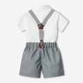 Kids gentleman's first birthday dress spring and summer new short-sleeved white shirt gentleman's sets boys birthday overalls suit