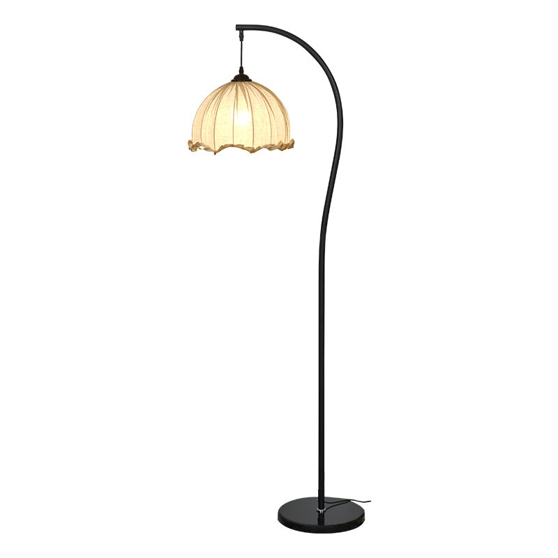 Retro internet celebrity lotus leaf floor lamp s-shaped medieval style living room tea room wabi-sabi vertical lamp bedroom study eye protection lamp