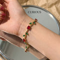 European and american cross-border hot-selling copper inlaid zircon tulip bracelet for women - lightweight luxury, unique style, non-fading zircon jewelry wholesale