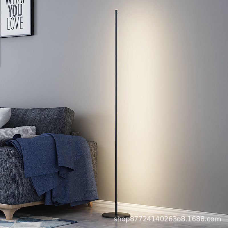 Minimalist light luxury long nordic bedroom bedside living room standing floor lamp casual modern atmosphere line remote control lamp