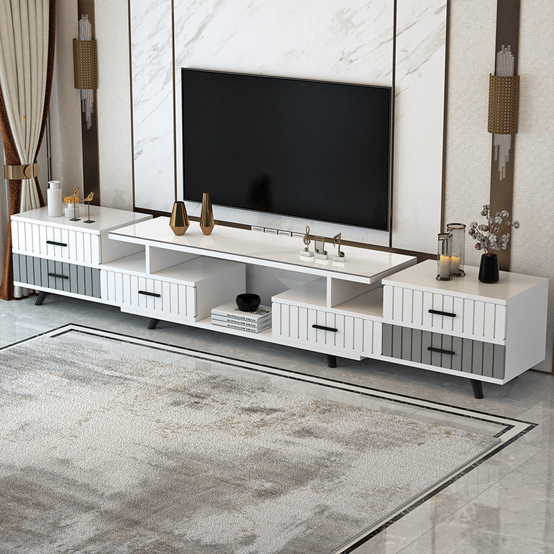 Tempered glass extendable tv stand & coffee table set - minimalist modern european style for small apartments - home living room tv cabinet