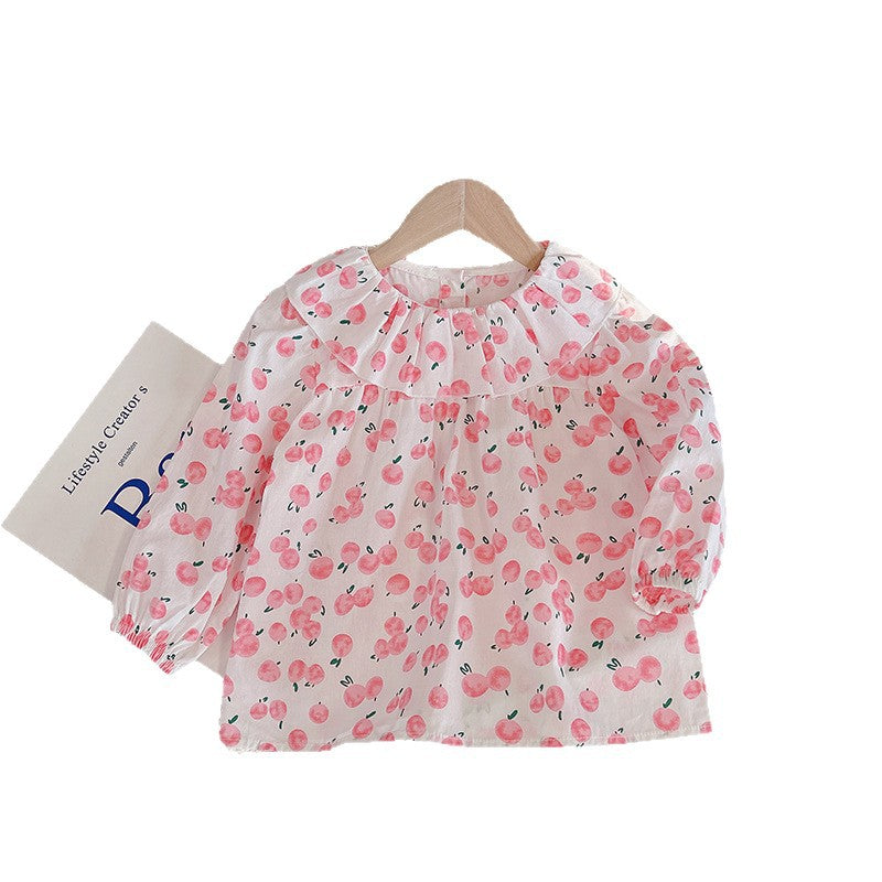 new arrival: 100% cotton girls' blouse - spring/autumn long sleeve, peter pan collar, sweet & korean style baby shirt