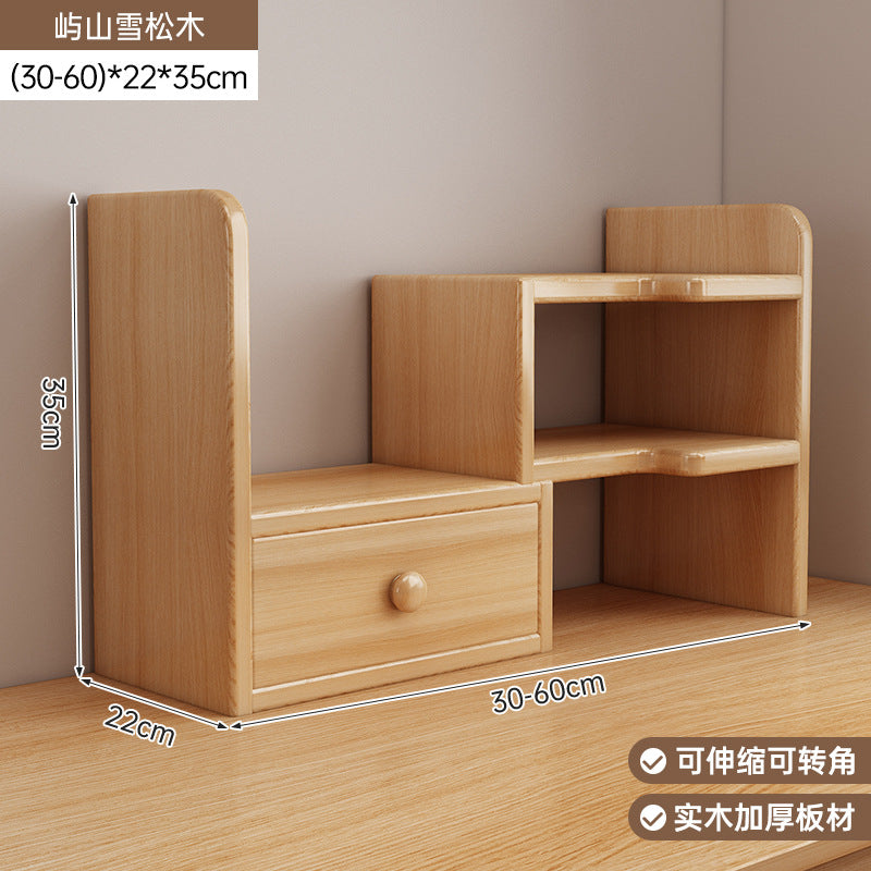 Solid wood core desktop bookshelf dormitory desktop storage office station storage simple corner multi-layer telescopic bookcase