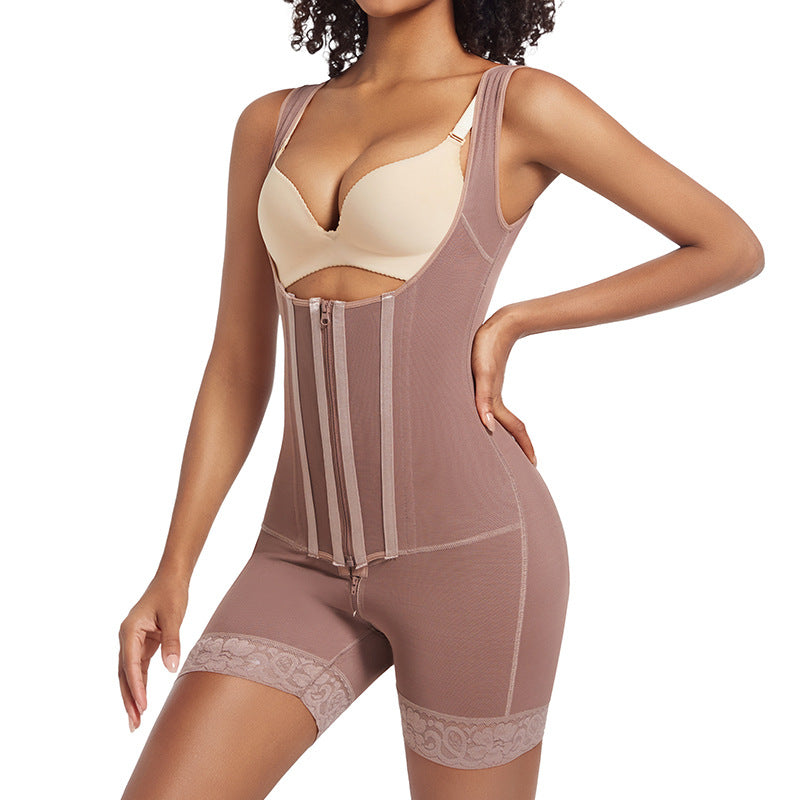 13-bone fashion mesh one-piece body shaper, slimming look waist, abdominal tightening, hip lifting, body shaping, tight waist corset