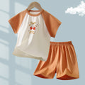 Yishimei summer new arrivalkids men's and women's small and medium-sized children's category a boneless tencel lyocell short-sleeved home clothes set