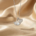 8428 cat's eye ginkgo leaf steel necklace