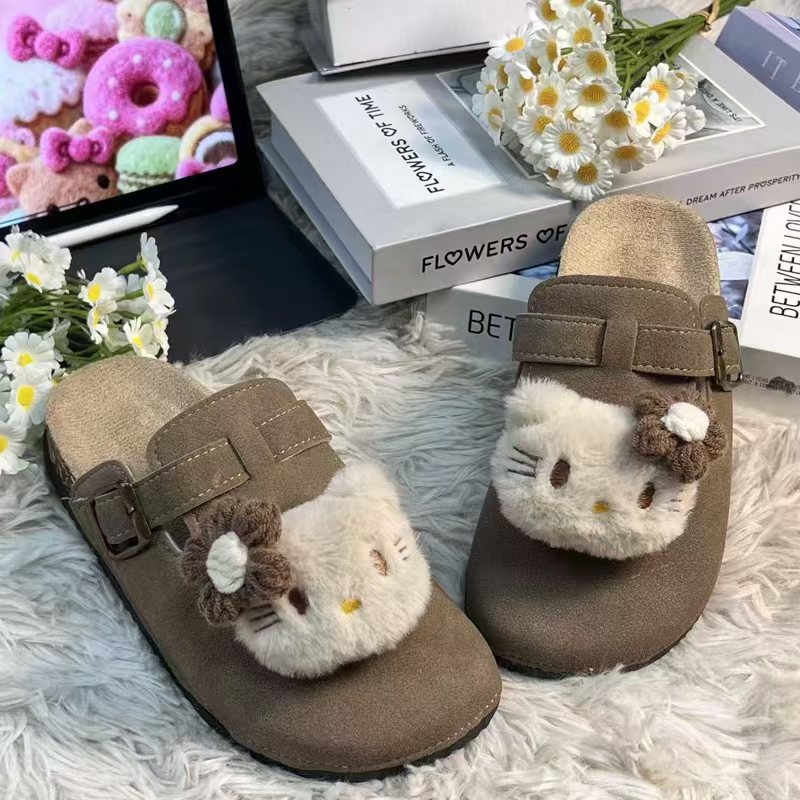 Family birkenstock outwear2025 spring autumcute cartoon big childrenkids birkenstock shoes toe outwear half slippers women