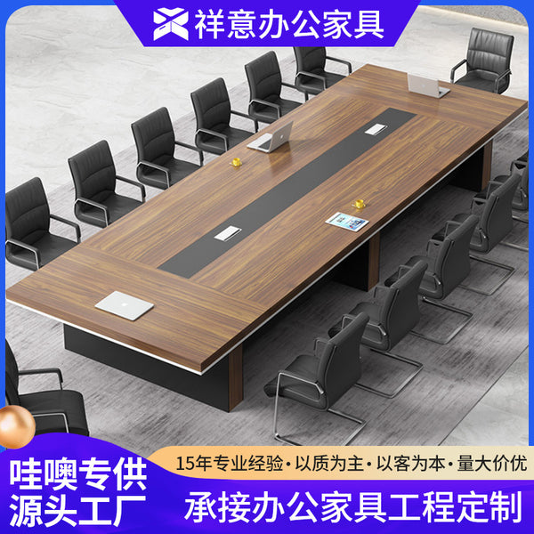 Wholesale simple large conference table thickened business meeting room rectangular desk strip negotiation table and chair combination