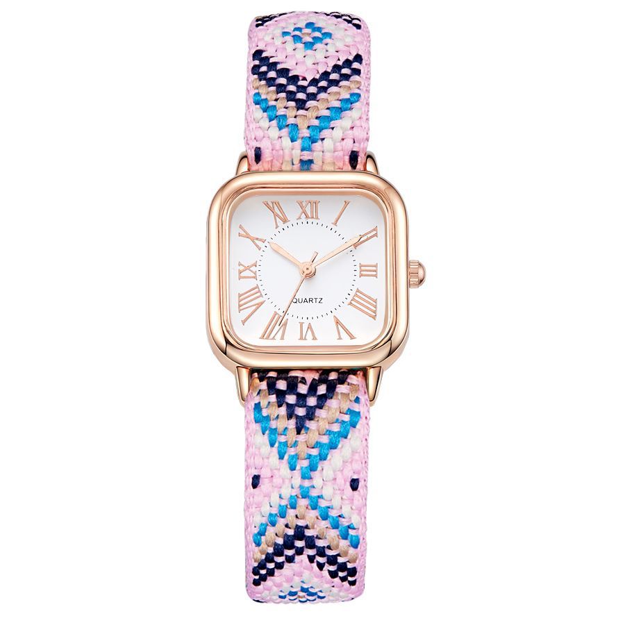 Dopamine color women's small square watch casualretro ethnic style braided rope watch women's watch quartz watch wholesale