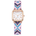 Dopamine color women's small square watch casualretro ethnic style braided rope watch women's watch quartz watch wholesale